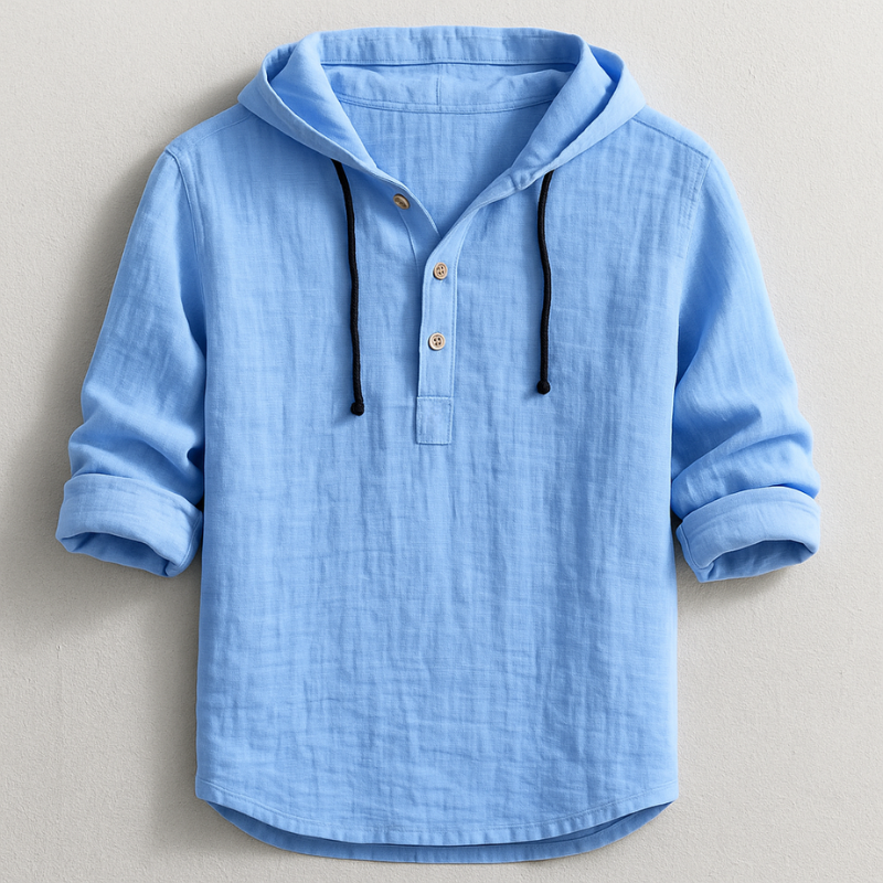 Herre Skjorte med Hætte – Casual Langærmet Hoodie-skjorte i Linnedlook | Fås i 6 farver