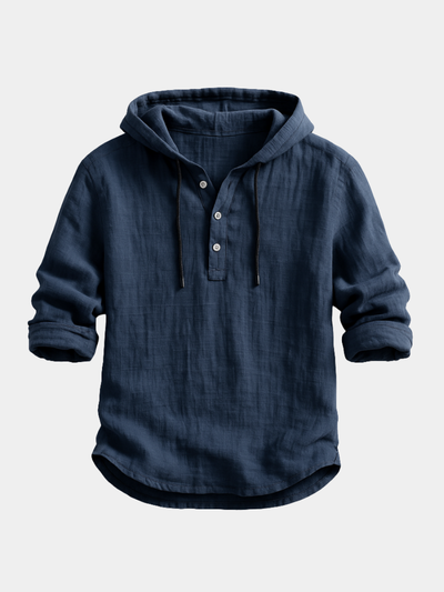 Herre Skjorte med Hætte – Casual Langærmet Hoodie-skjorte i Linnedlook | Fås i 6 farver