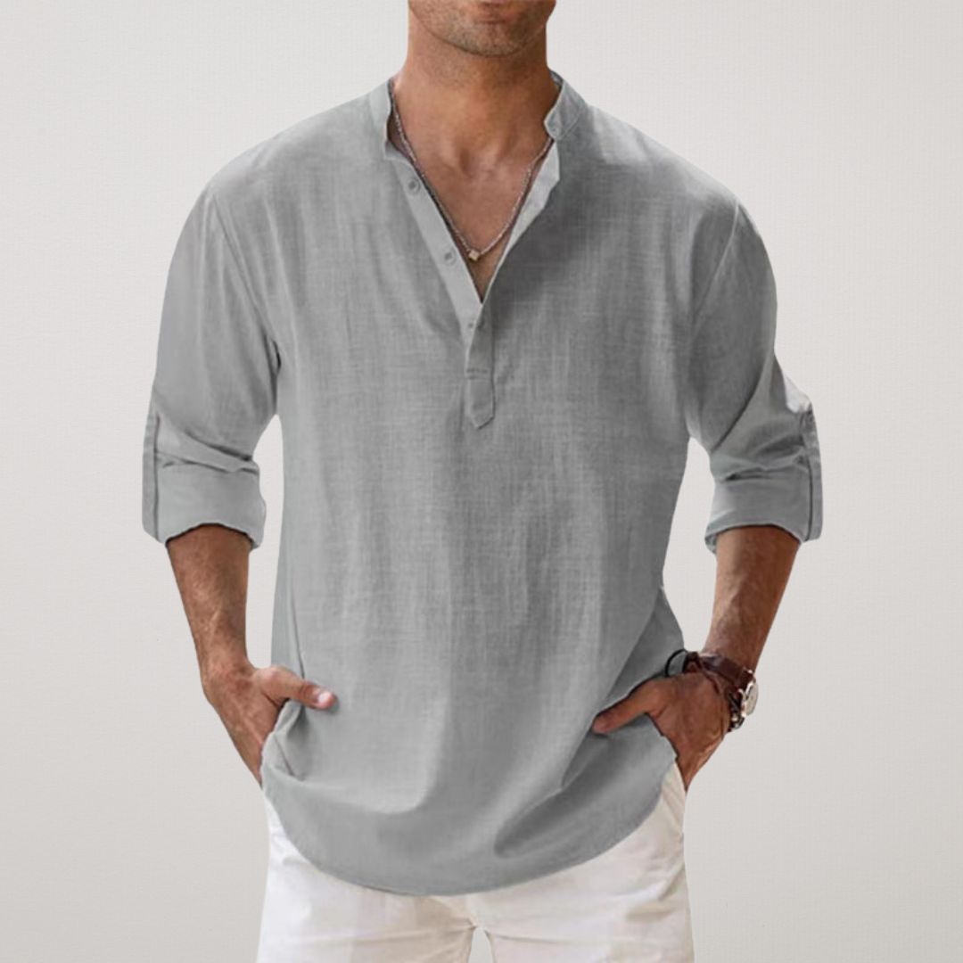 Valestra™ - Camicia Henley in cotone effetto lino