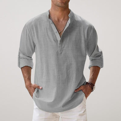 Valestra™ - Camicia Henley in cotone effetto lino