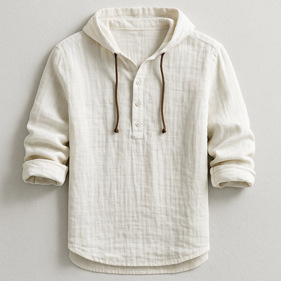 Herre Skjorte med Hætte – Casual Langærmet Hoodie-skjorte i Linnedlook | Fås i 6 farver