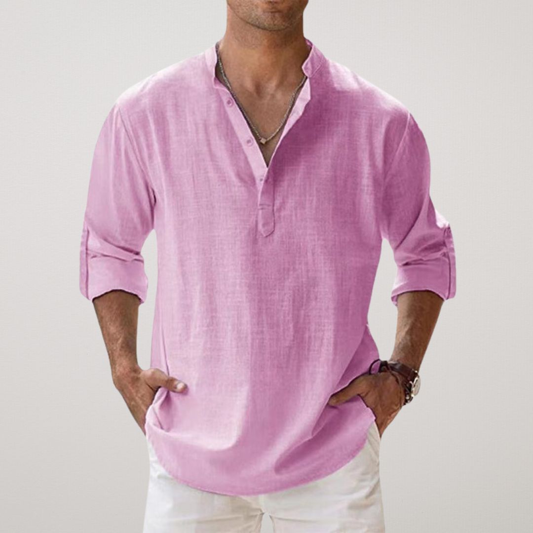 Valestra™ - Camicia Henley in cotone effetto lino