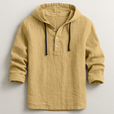 Herre Skjorte med Hætte – Casual Langærmet Hoodie-skjorte i Linnedlook | Fås i 6 farver