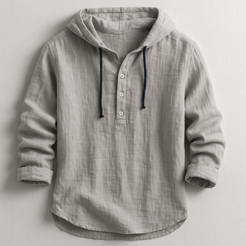 Herre Skjorte med Hætte – Casual Langærmet Hoodie-skjorte i Linnedlook | Fås i 6 farver