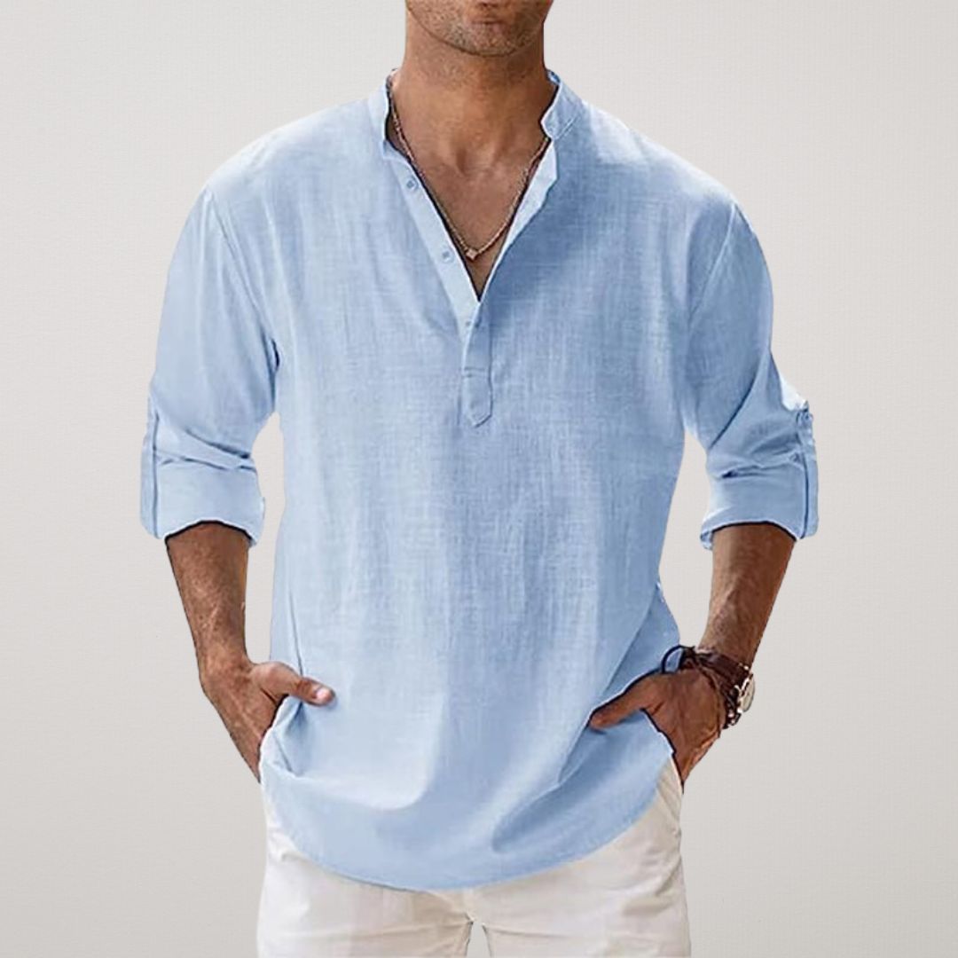 Valestra™ - Camicia Henley in cotone effetto lino