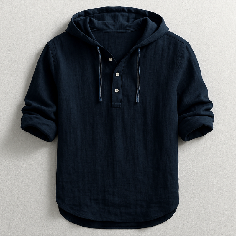 Herre Skjorte med Hætte – Casual Langærmet Hoodie-skjorte i Linnedlook | Fås i 6 farver
