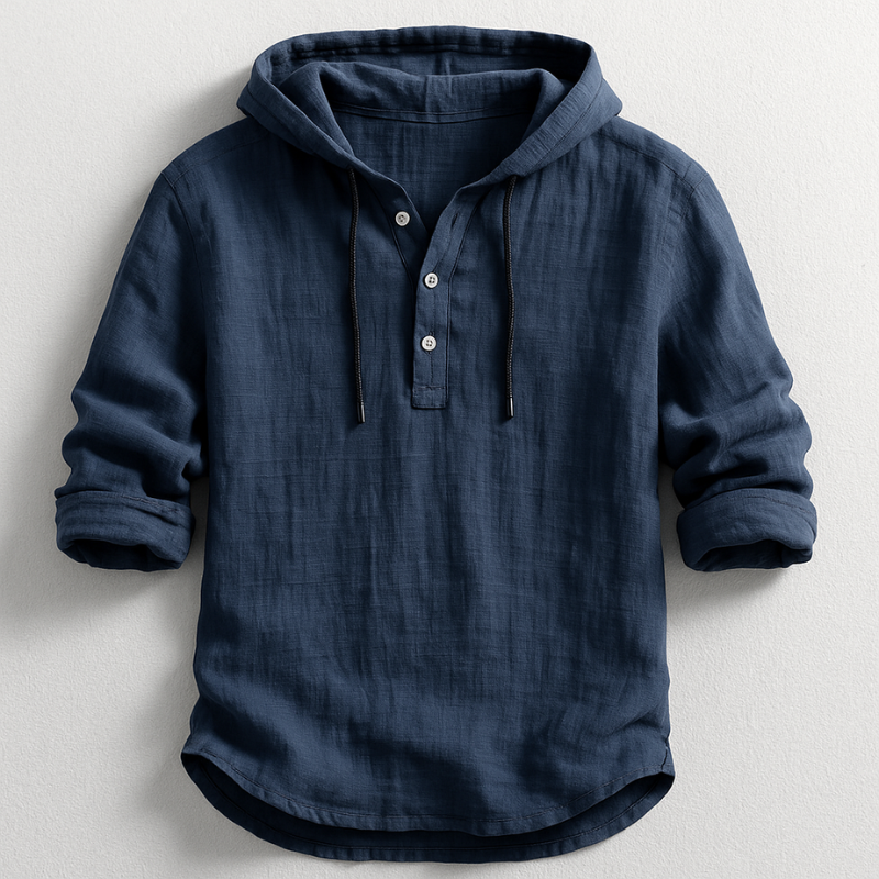 Herre Skjorte med Hætte – Casual Langærmet Hoodie-skjorte i Linnedlook | Fås i 6 farver