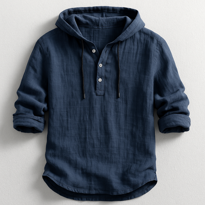 Herre Skjorte med Hætte – Casual Langærmet Hoodie-skjorte i Linnedlook | Fås i 6 farver