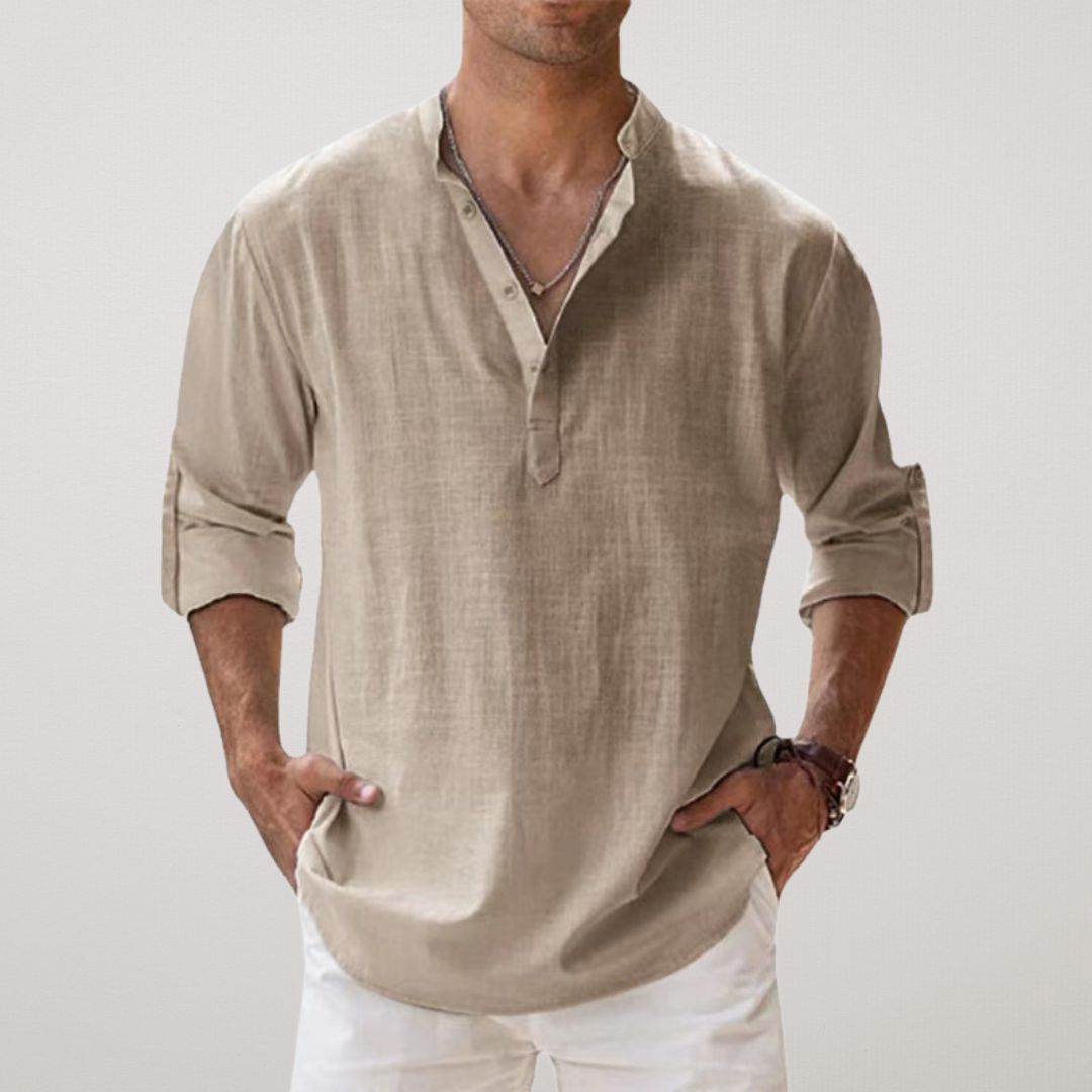 Valestra™ - Camicia Henley in cotone effetto lino