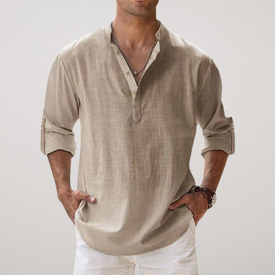 Valestra™ - Camicia Henley in cotone effetto lino