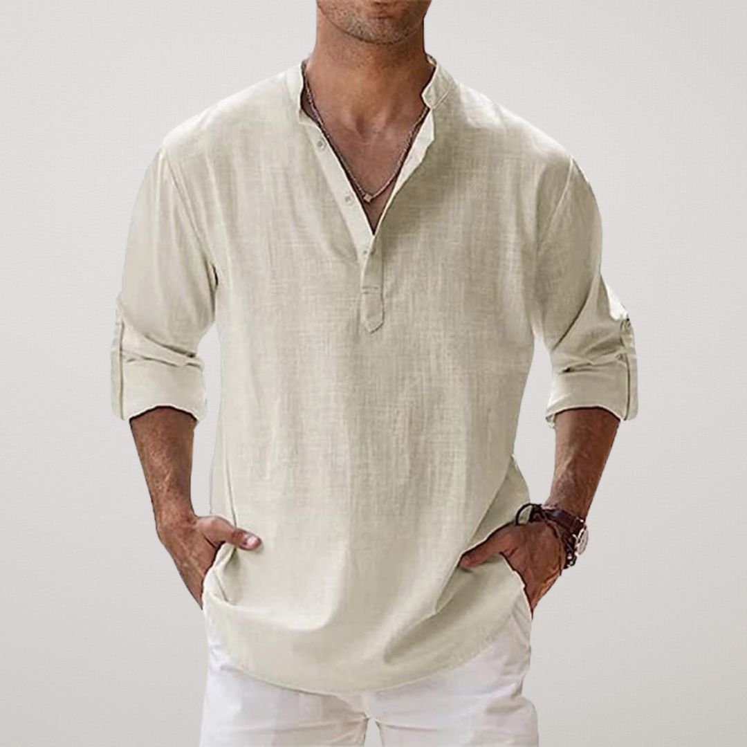 Valestra™ - Camicia Henley in cotone effetto lino
