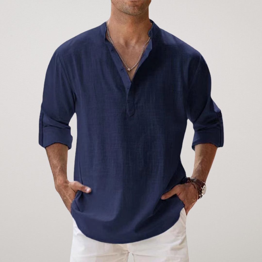 Valestra™ - Camicia Henley in cotone effetto lino