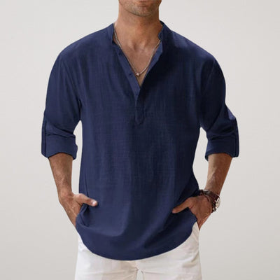 Valestra™ - Camicia Henley in cotone effetto lino