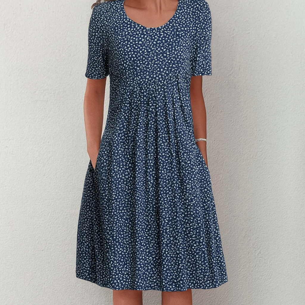 Valestra | Casual Blomstret Kjole med Lommer