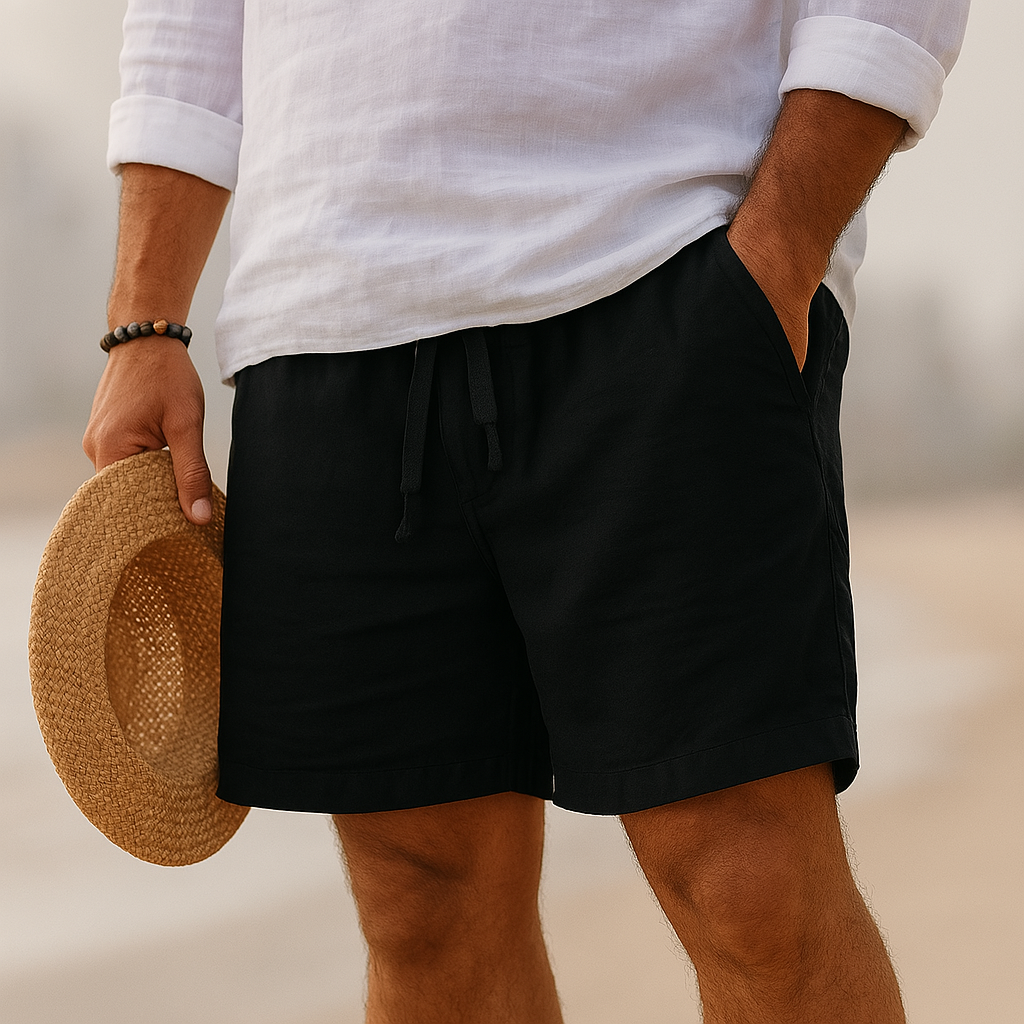 Valestra | Pantaloni corti eleganti in lino con vita elastica