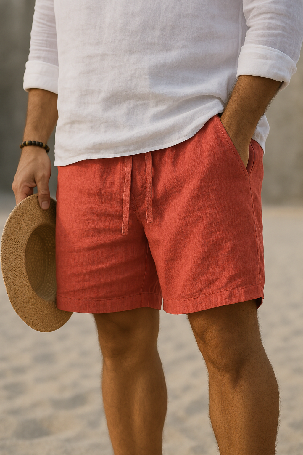 Valestra | Pantaloni corti eleganti in lino con vita elastica