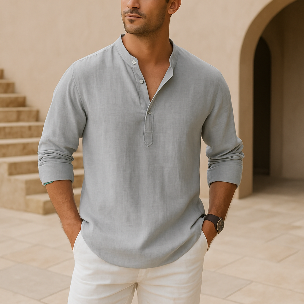 Valestra™ - Camicia Henley in cotone effetto lino