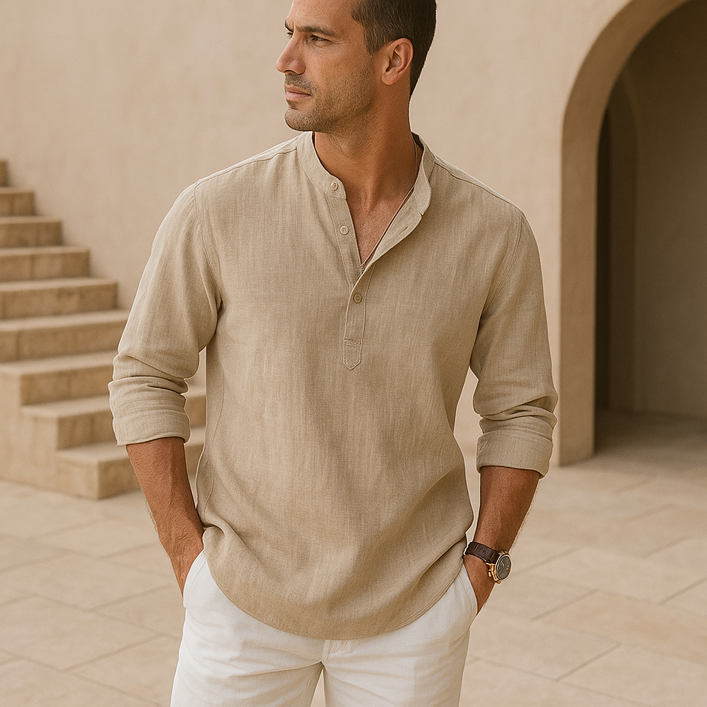 Valestra™ - Camicia Henley in cotone effetto lino