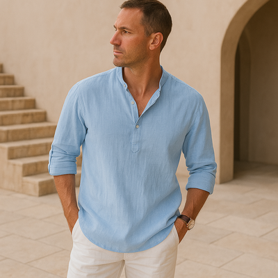 Valestra™ - Camicia Henley in cotone effetto lino