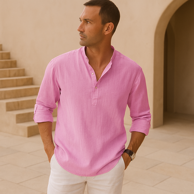 Valestra™ - Camicia Henley in cotone effetto lino