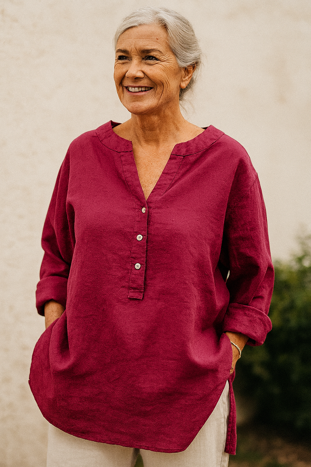 Valestra | Løs Linned Tunika med Knapper