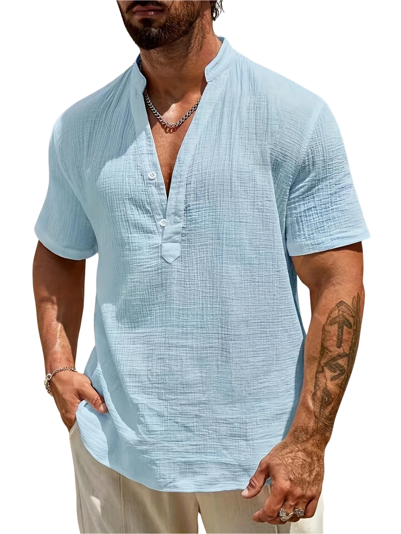 Valestra | Camicia estiva elegante con collo alto