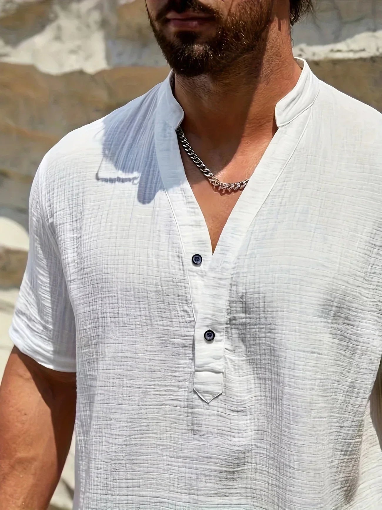 Valestra | Camicia estiva elegante con collo alto