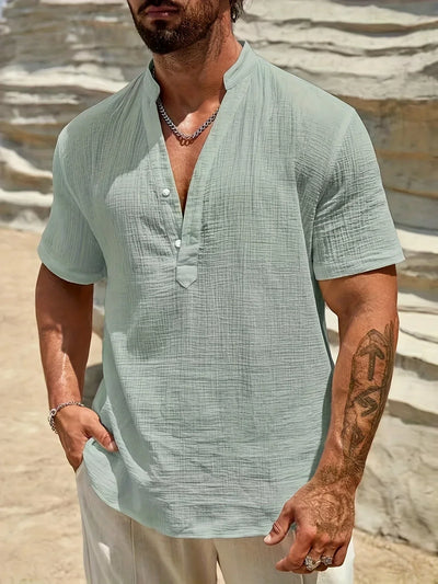 Valestra | Camicia estiva elegante con collo alto