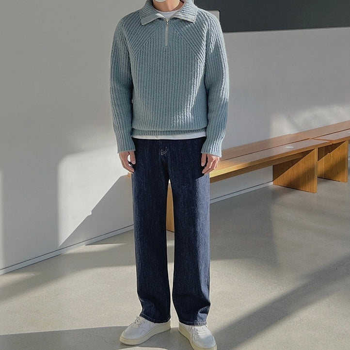 Valestra  Pullover Azure a quarti di zip.