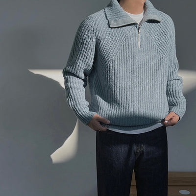 Valestra  Pullover Azure a quarti di zip.