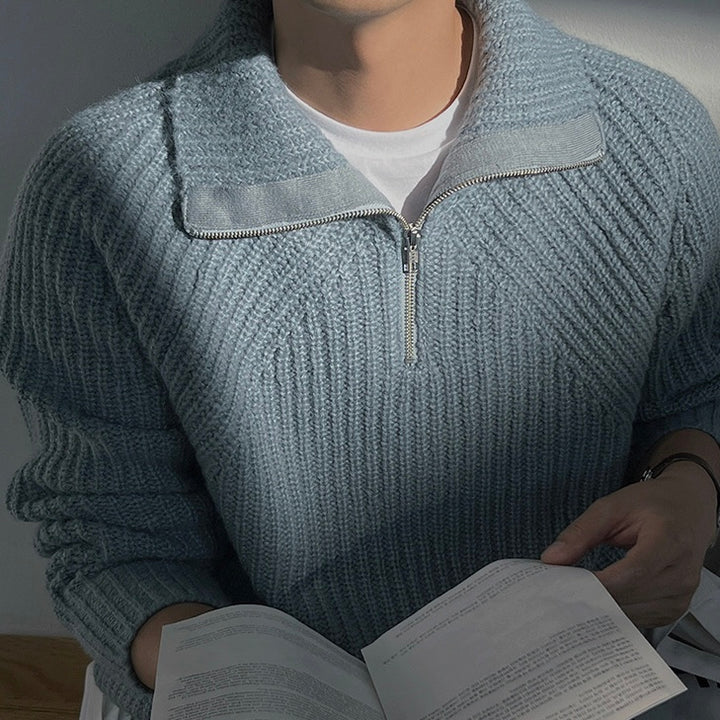 Valestra  Pullover Azure a quarti di zip.