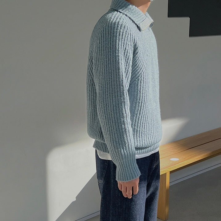 Valestra  Pullover Azure a quarti di zip.