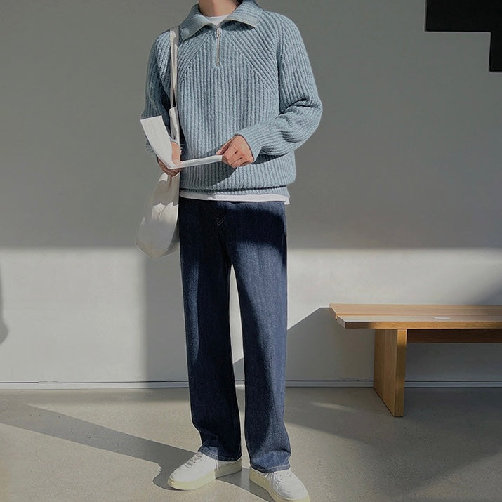 Valestra  Pullover Azure a quarti di zip.