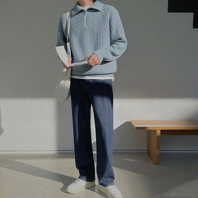 Valestra  Pullover Azure a quarti di zip.